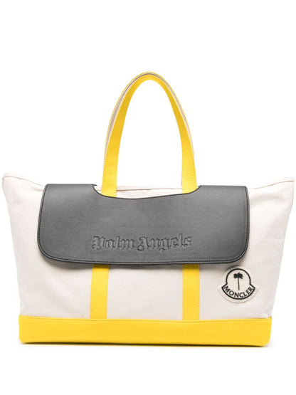 MONCLER GENIUS X 8 MONCLER PALM ANGELS Logo Canvas Tote Bag Off-White Yellow