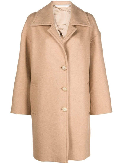 PALM ANGELS WOMEN Round Logo Coat Beige