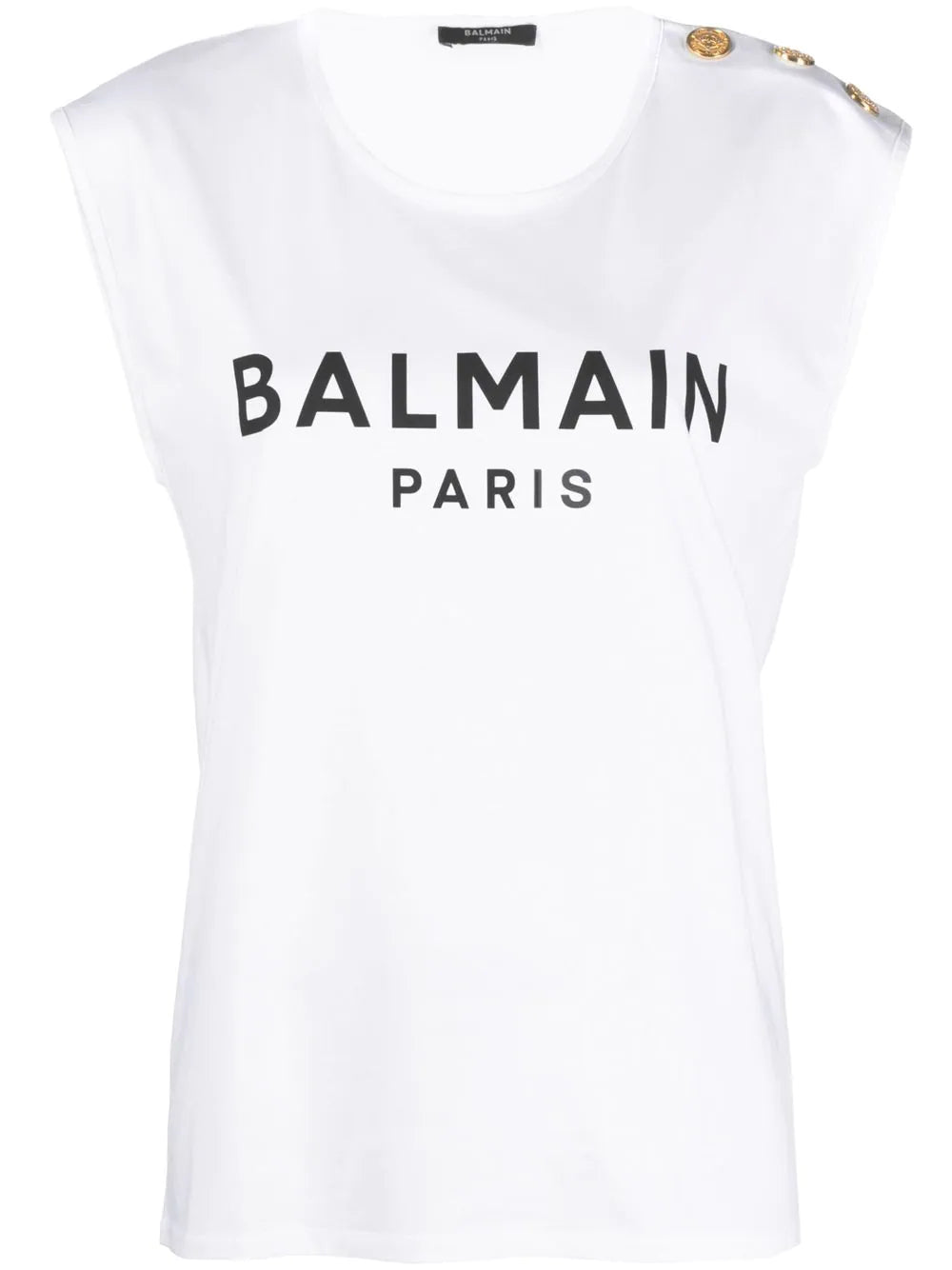 BALMAIN WOMEN 3 Button Logo Tank Top White