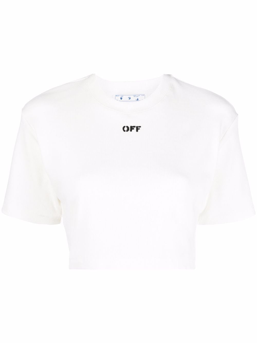 OFF-WHITE WOMEN Off Stamp Cropped T-Shirt White