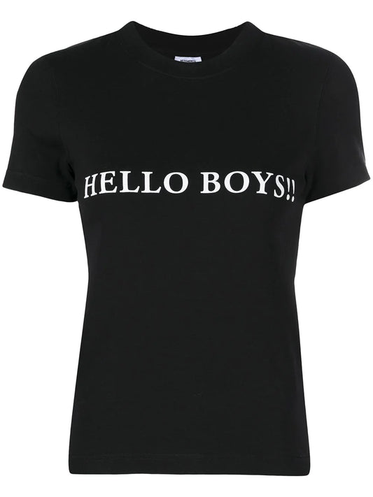 VETEMENTS WOMEN Hello Boys Graphic Print T-Shirt Black