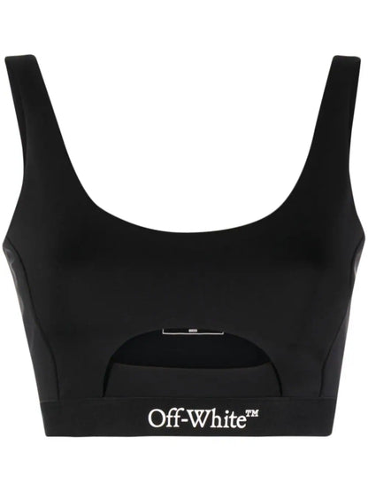 OFF-WHITE WOMEN Logo Band Cutout Bra Black White