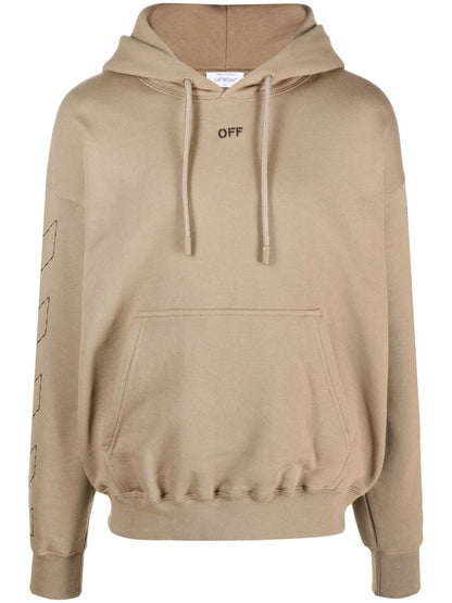OFF-WHITE Logo Stitch Cotton Hoodie Beige Black