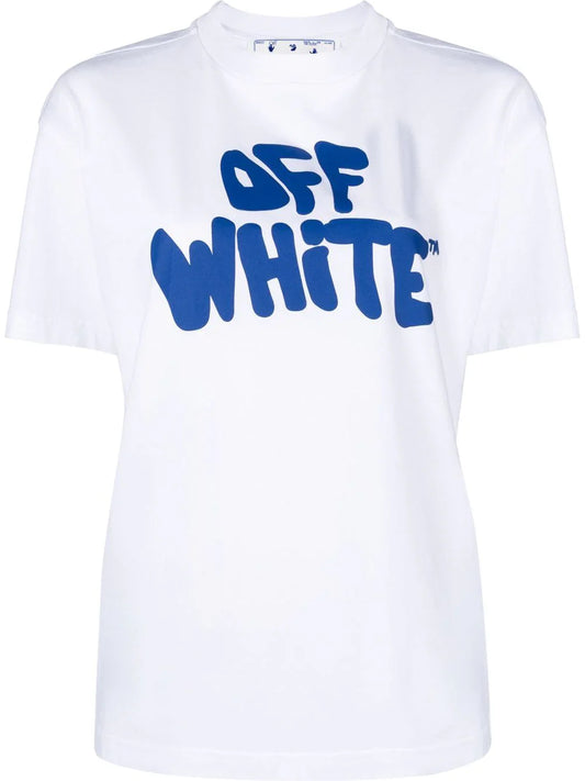 OFF-WHITE WOMEN 70s Type Logo Casual Tee White/Blue