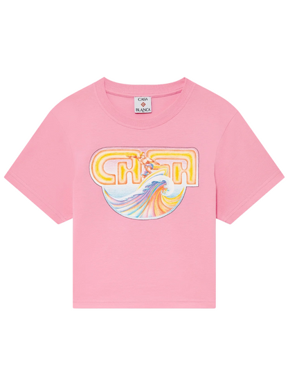 CASABLANCA WOMEN Casa Surf Printed Baby Tee Pink