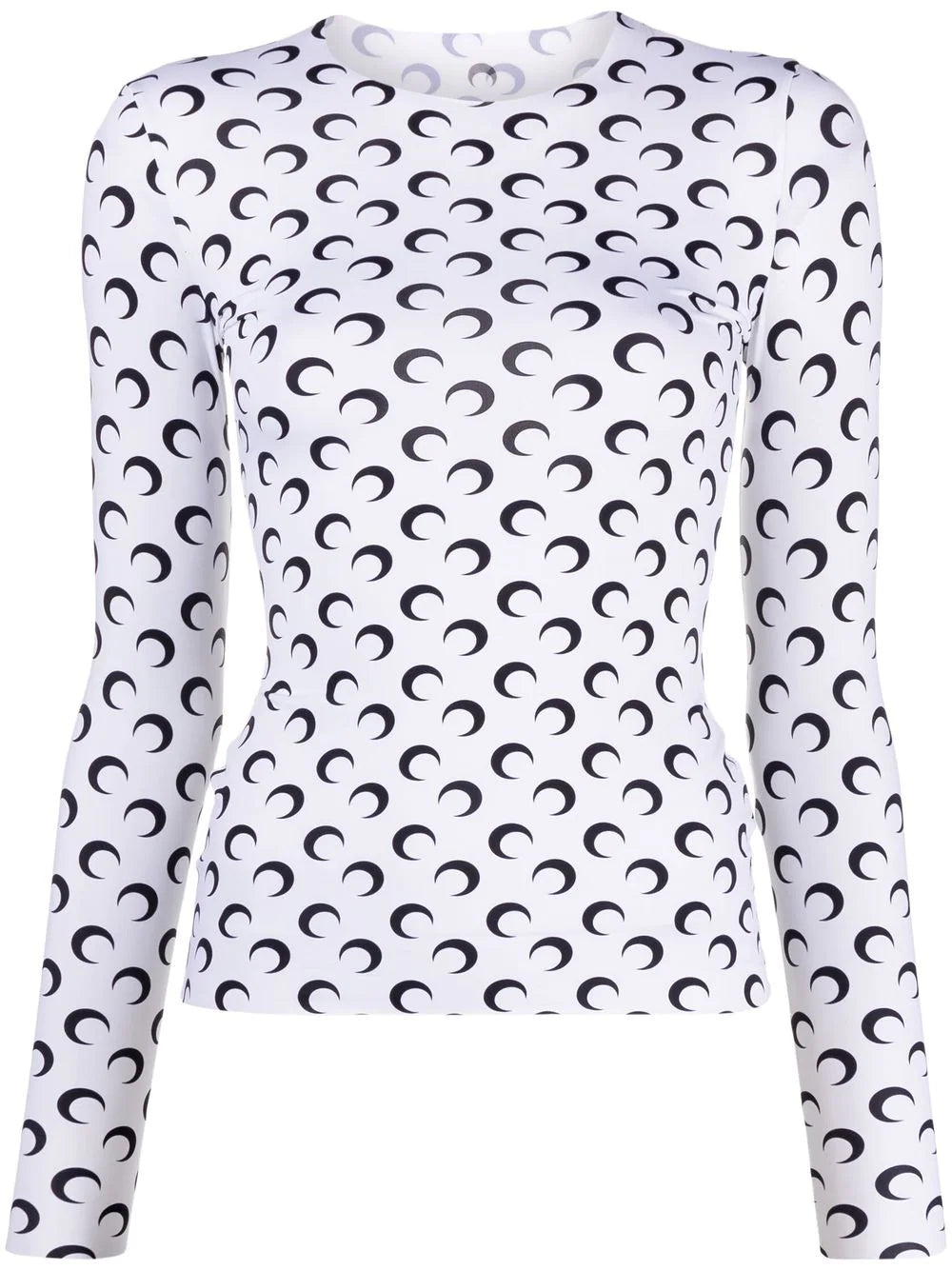 MARINE SERRE WOMEN Crescent Moon-print T-shirt White/Black