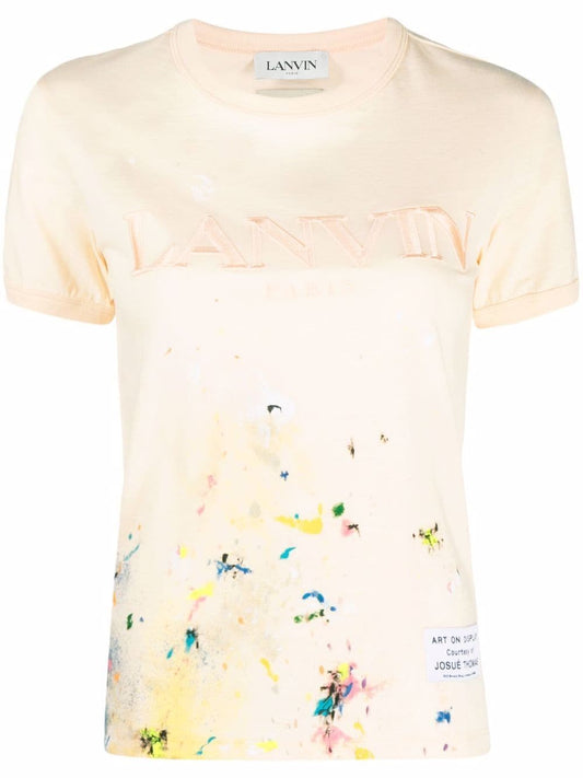 LANVIN X GALLERY DEPT. Short Sleeve Embroidered T-Shirt Pink