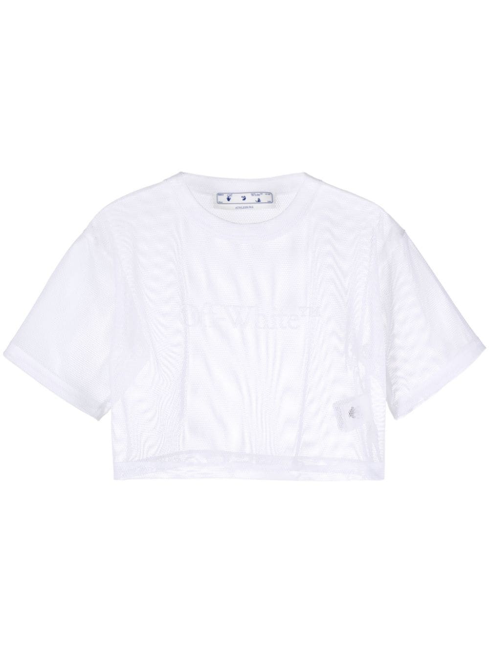 OFF-WHITE WOMEN Bookish Mesh Crop Tee White