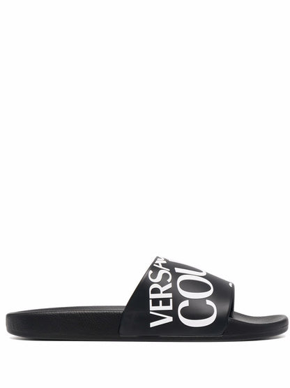 VERSACE Logo-Print Slides Black