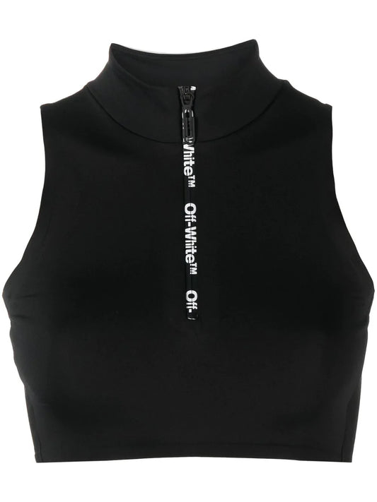 OFF-WHITE WOMEN Scuba Half Zip Top Black