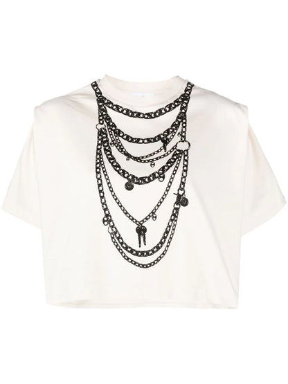 PACO RABANNE WOMEN Chain Print T-Shirt Nude