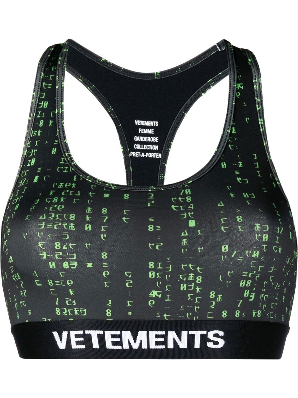 VETEMENTS WOMEN Logo-underband cropped vest Black / Green