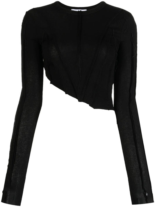 SAMI MIRO VINTAGE Asymmetric Long Sleeve T-Shirt Black