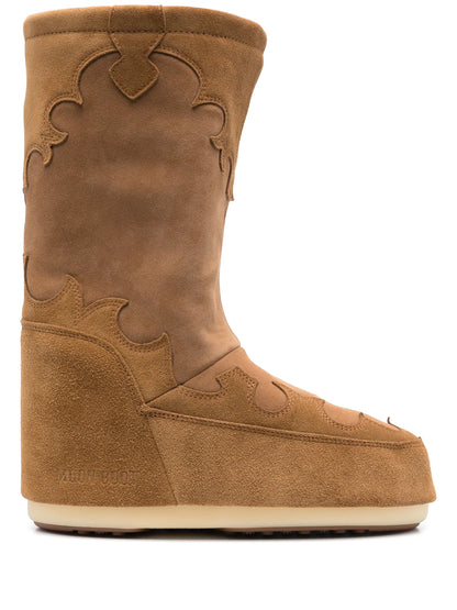 MOON BOOT Icon Suede Embroidery Boots Cognac