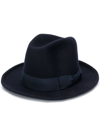 AMI PARIS Ribbon Detail Wool Hat Navy One Size