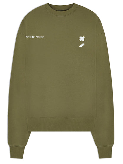 WHITE NOISE Twin Logo Cotton Sweatshirt Khaki