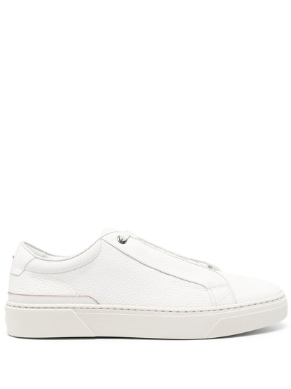 BOSS Logo-Plaque Leather Sneakers White