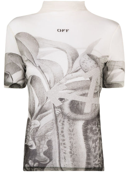 OFF-WHITE WOMEN Botanical Basic Turtleneck Top White/Black