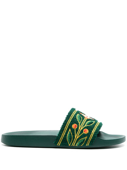 CASABLANCA Embroidered Terry Slider Green