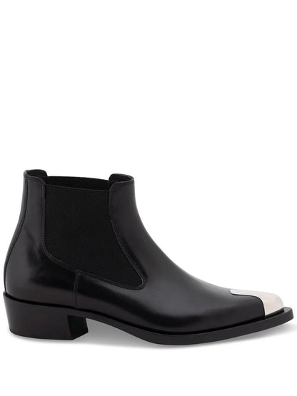 ALEXANDER MCQUEEN Punk Chelsea Leather Boots Black
