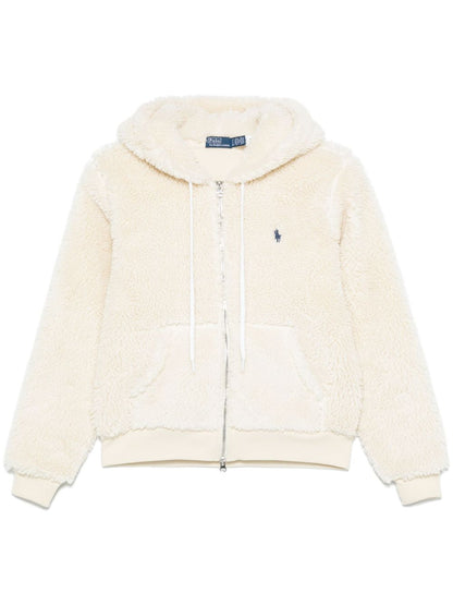 RALPH LAUREN WOMEN Pony Embroidered Faux Shearling Jacket Beige