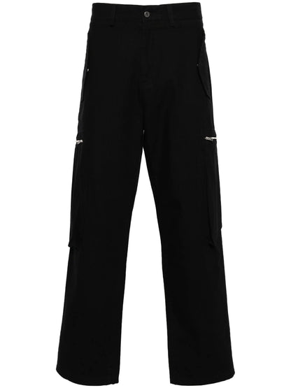 REPRESENT Workshop Herringbone Straight-Leg Pants Black