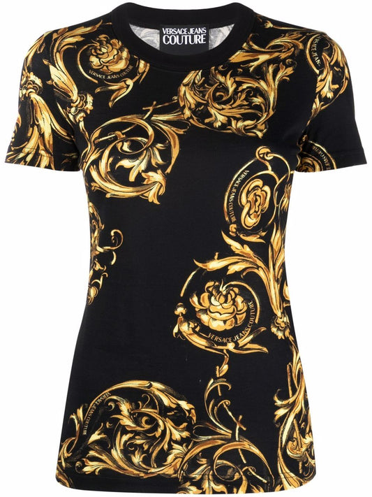 VERSACE Baroque Print T-Shirt Black