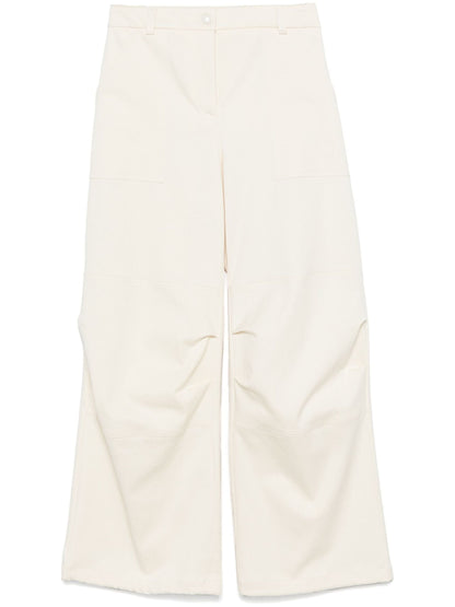 MONCLER WOMEN Stretch Cotton Cargo Trousers Beige