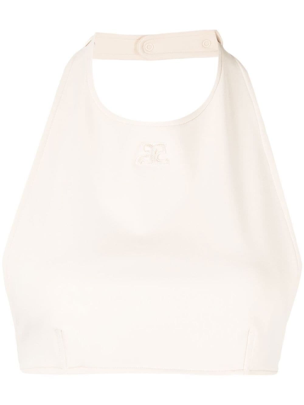 COURRÈGES WOMEN Embroidered-logo top Beige