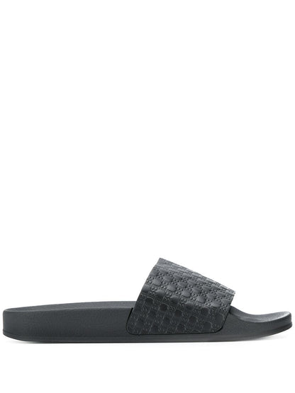 BALMAIN Embossed Logo Sliders Black