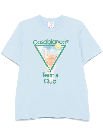 CASABLANCA Metaphysical Tennis Icon Printed T-Shirt Light Blue