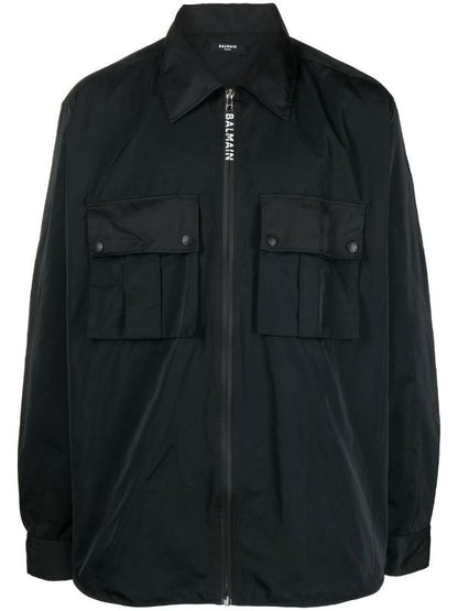 BALMAIN Front Pocket Nylon Shirt Black