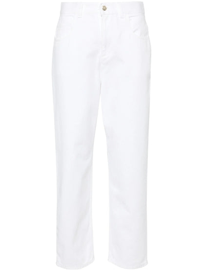 MONCLER WOMEN High Rise Cropped Jeans White