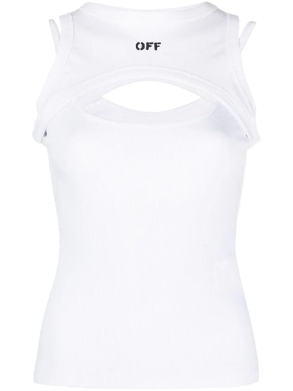OFF-WHITE WOMEN OFF Stamp Short Sleeves Round Neck Tank Top White Black