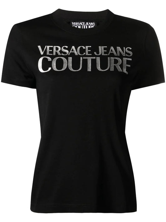 VERSACE WOMEN Foil Logo T-Shirt Black