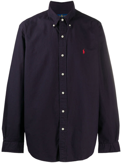 RALPH LAUREN Slim Fit Garment-Dyed Oxford Shirt Navy