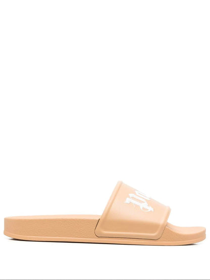 PALM ANGELS Logo Print Slides Brown
