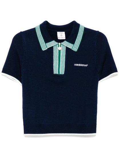 CASABLANCA WOMEN Logo Embroidered Tennis Polo Shirt Navy/Green