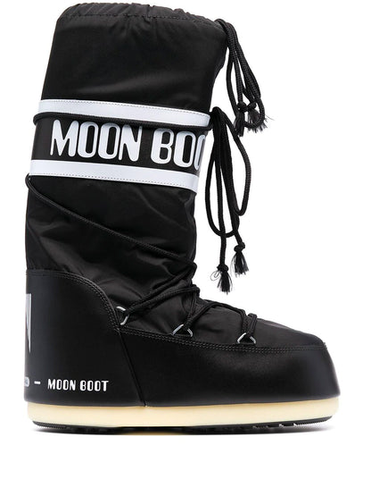 MOON BOOT UNISEX Icon Logo Band Boots Black White