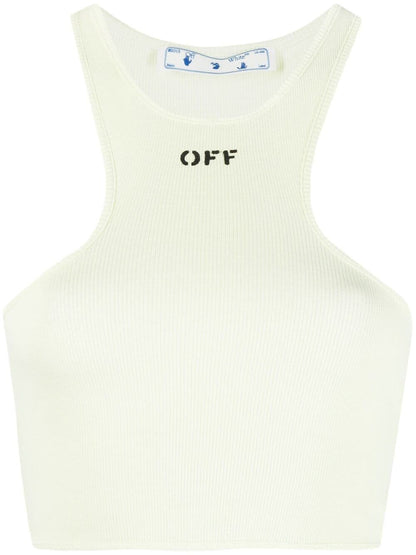 OFF-WHITE Logo-print crop top Green