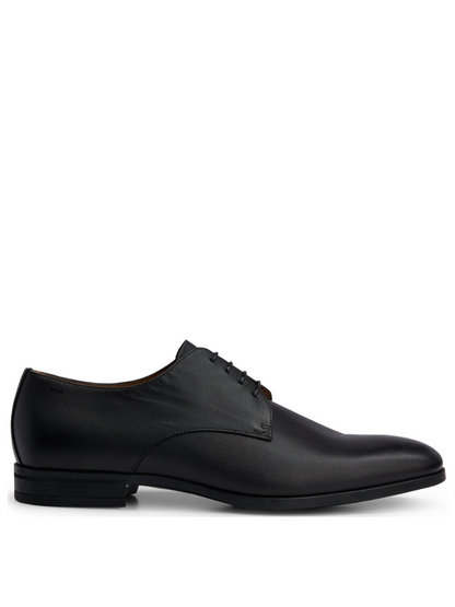 BOSS Embossed Leather Derby Shoes Black