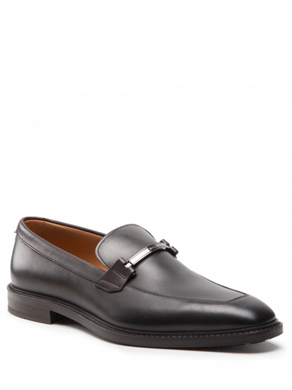BOSS Lisbon Leather Logo-plaque Loafers Black