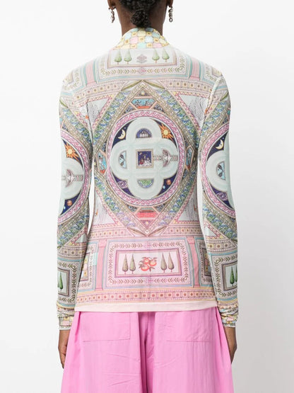 CASABLANCA WOMEN Le Labyrinthe-print Mesh Top Multicolour