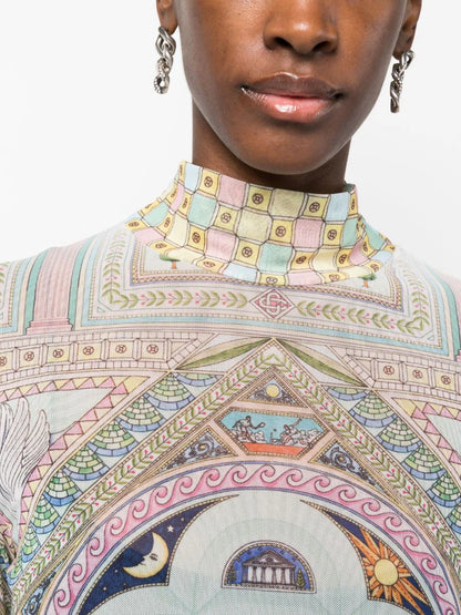 CASABLANCA WOMEN Le Labyrinthe-print Mesh Top Multicolour