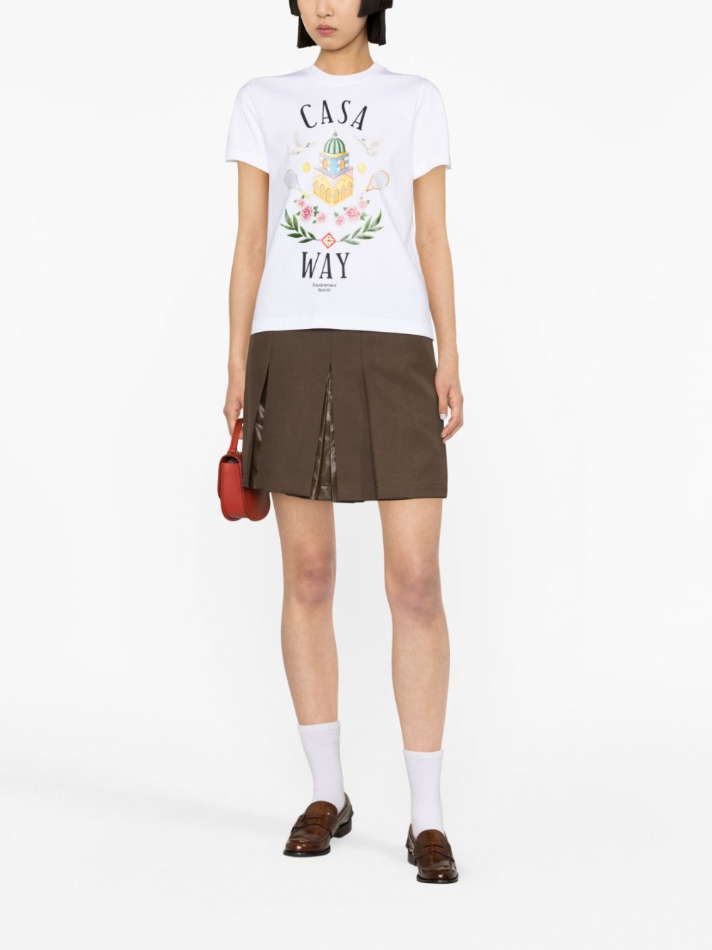 CASABLANCA WOMEN Casa Way Printed Fitted T-Shirt White/Multicolour