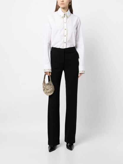 PACO RABANNE WOMEN Metallic-Embroidered Cotton Shirt White Gold