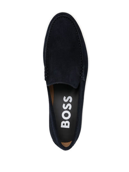 BOSS Sienne Loafers Slip-on Suede Boat Shoes Dark Blue