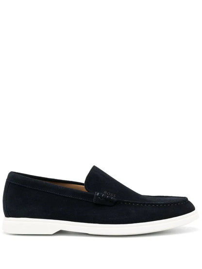 BOSS Sienne Loafers Slip-on Suede Boat Shoes Dark Blue
