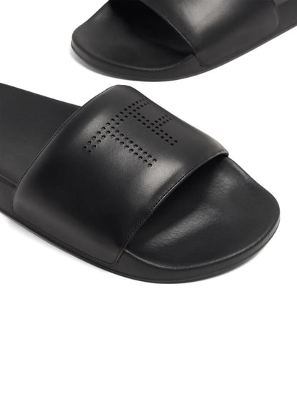 TOM FORD Perforated-Logo leather Sliders Black