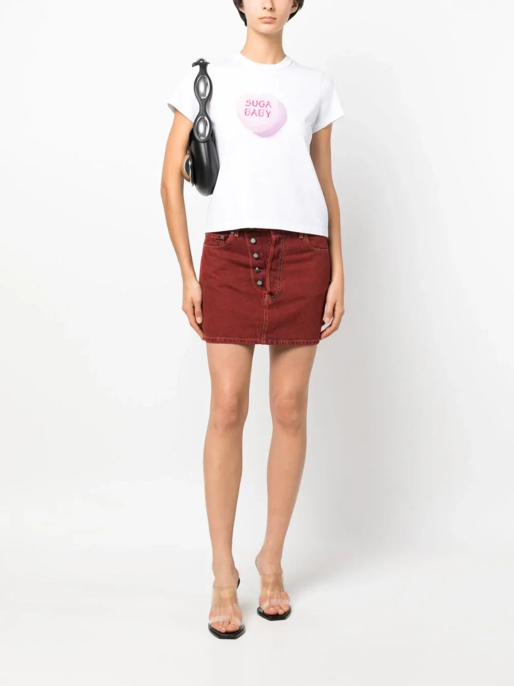 ALEXANDER WANG WOMEN Suga Baby Shrunken T-shirt White